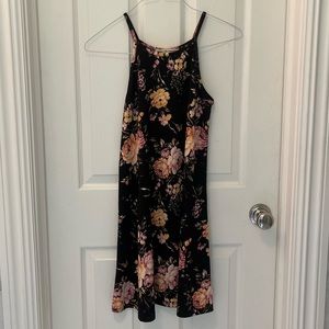 Wallflower spaghetti strap high neck dress with floral print